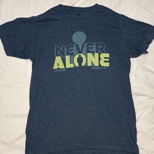 Blue Graphic T-Shirt with Yellow Text